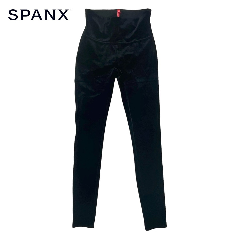 Spanx | Women Medium | Black Velvet High Waisted Sculpting Leggings - Picture 2 of 8